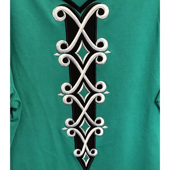 Bob Mackie NEW Top XL Green Embroidered Art To Wear NWT - Picture 5 of 10